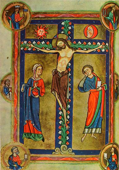 Gothic Painting XIII-XV - 1201-1222  Psautier de Robert de Lindesey  Crucifixion  0,17x0,12 cm  Enluminure.jpg