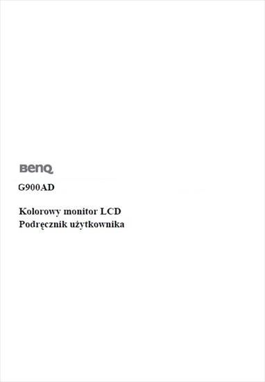 ZZZ Okładki - Benq - LCD Monitor G900AD - User Manual.jpg